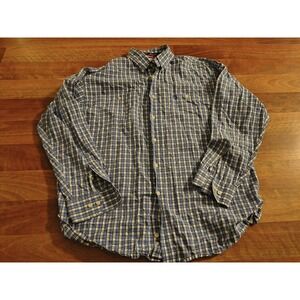 Cowboy Cut George Strait Wrangler Blue Check Button Up Mens Xl